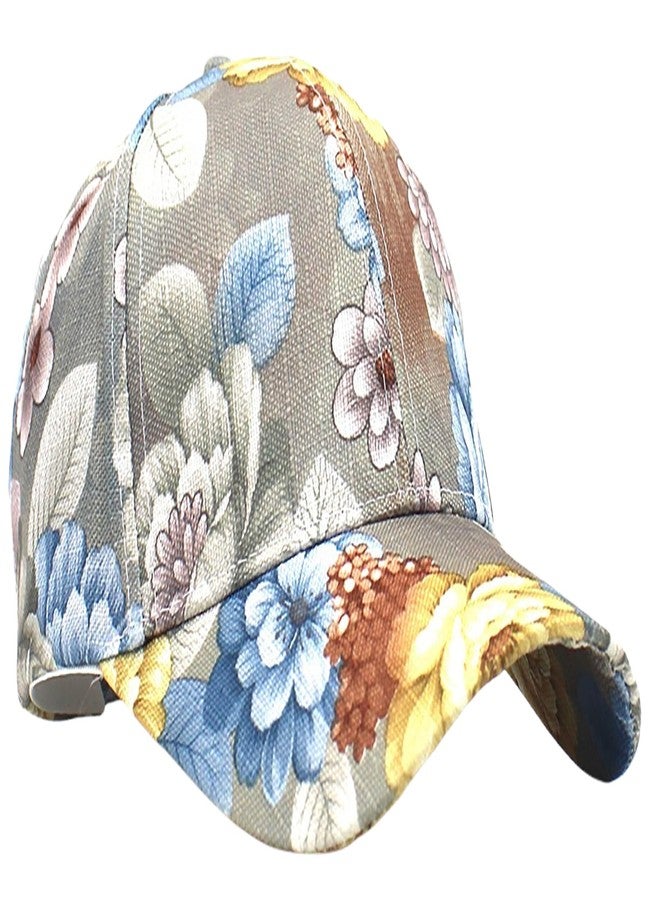 kilsel Fashion Women Baseball Cap Adjustable Trucker Baseball Sun Hat Breathable Floral Print Dad Hat Blue - Image 1